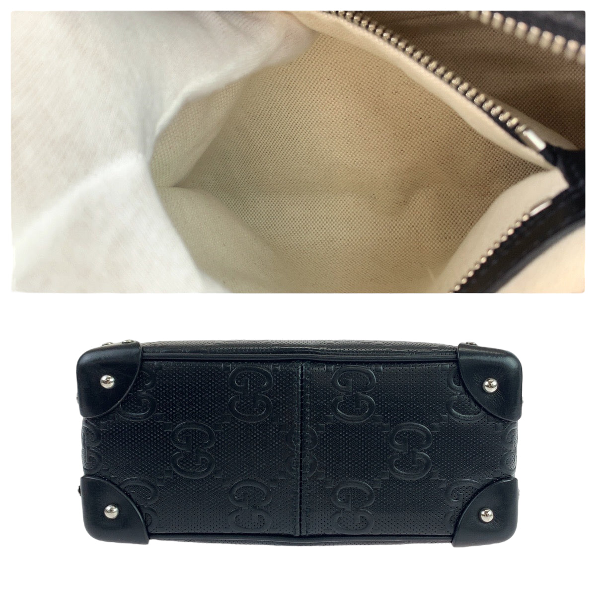 21054
GUCCI グッチ GGエンボス ブラック シルバー金具 レザー 626363 斜め掛け ショルダーバッグ ソフトトランク メンズ A125