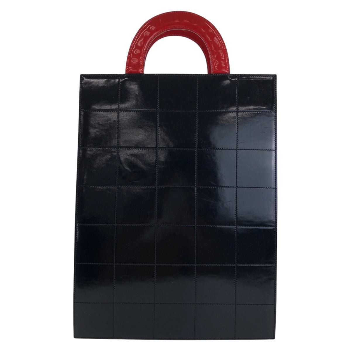 21056
CHANEL シャネル ヴィンテージ チョコバー マドモアゼル ココシャネル レッド ホワイト ブラック エナメル / キャンバス / レザー トートバッグ ハンドバッグ レディース ABP110