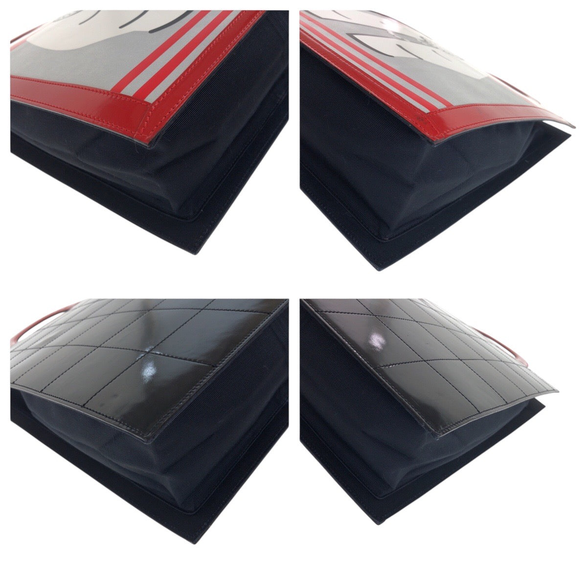 21056
CHANEL シャネル ヴィンテージ チョコバー マドモアゼル ココシャネル レッド ホワイト ブラック エナメル / キャンバス / レザー トートバッグ ハンドバッグ レディース ABP110