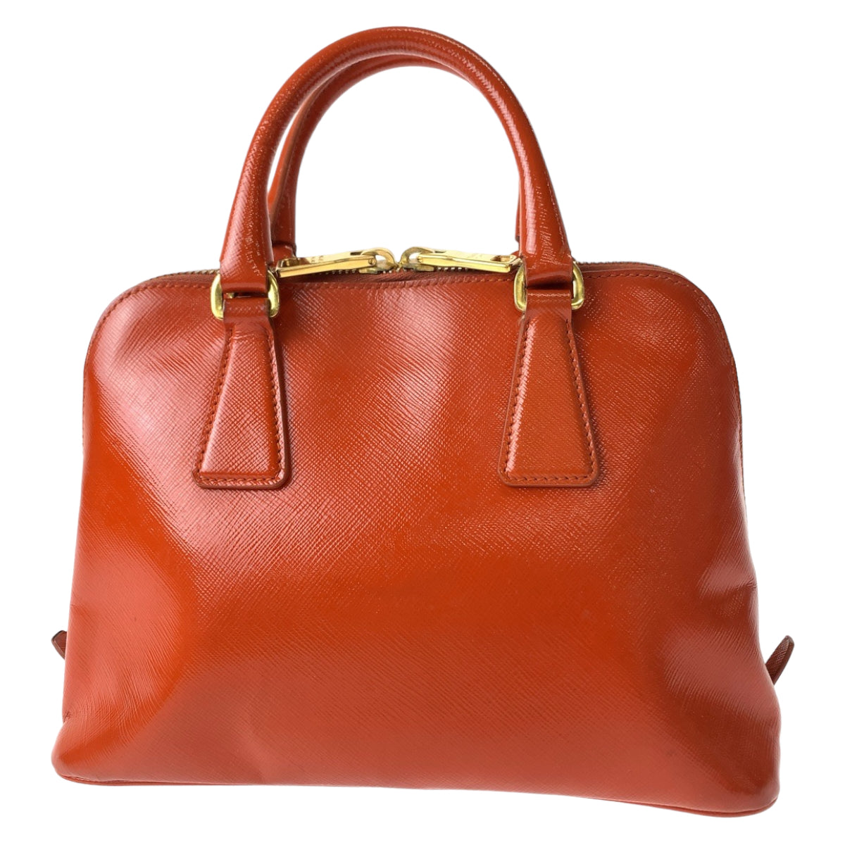 21065
PRADA プラダ プロムナード パテント サフィアーノ 三角ロゴプレート オレンジ ゴールド金具 レザー BL0838 ショルダーバッグ ハンドバッグ レディース ABP58