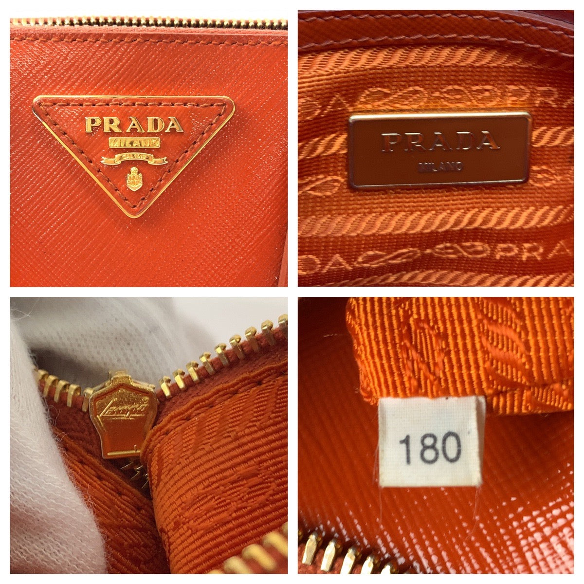 21065
PRADA プラダ プロムナード パテント サフィアーノ 三角ロゴプレート オレンジ ゴールド金具 レザー BL0838 ショルダーバッグ ハンドバッグ レディース ABP58