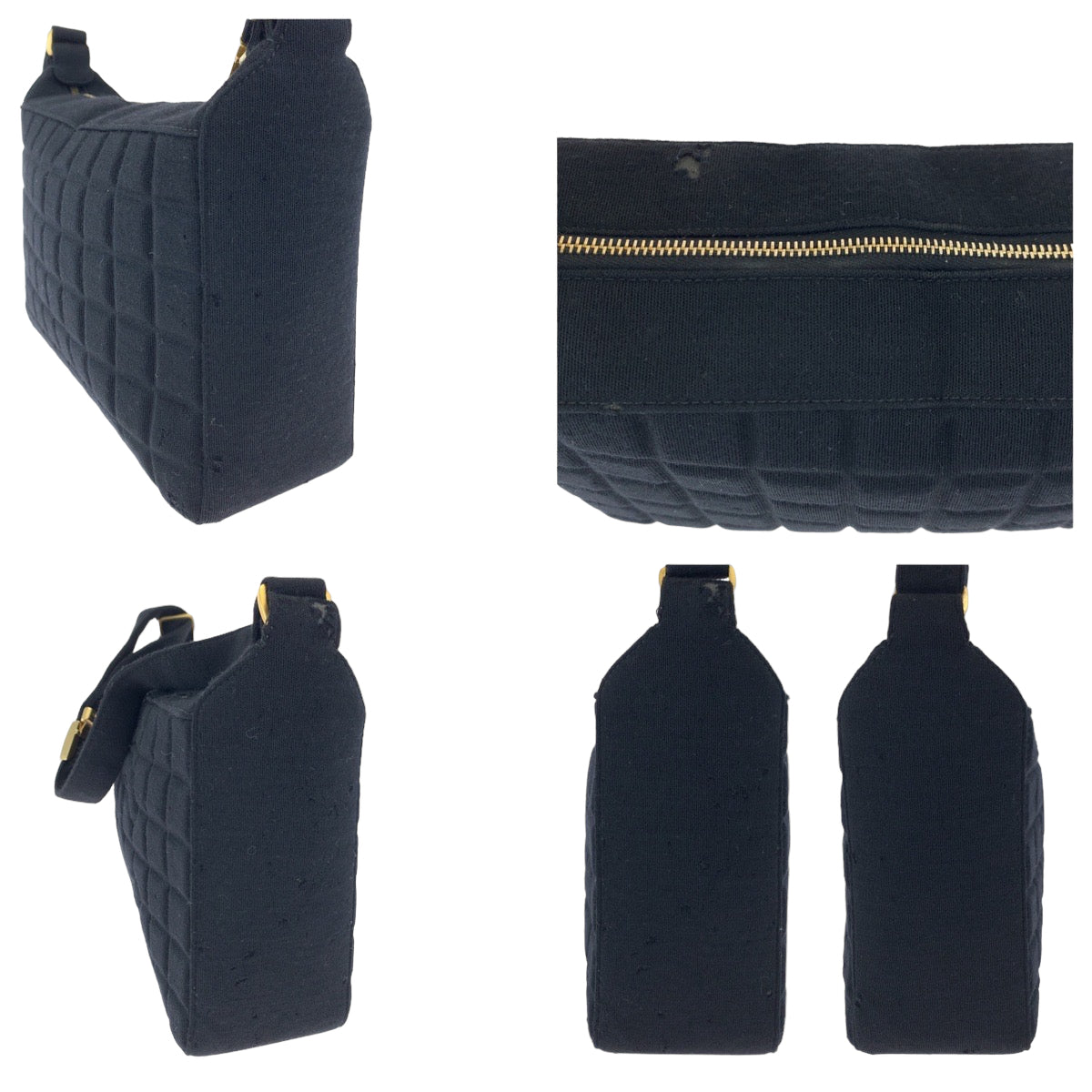 21066
CHANEL シャネル ヴィンテージ チョコバー ココマーク ブラック ゴールド金具 キャンバス ショルダーバッグ ハンドバッグ レディース AB58