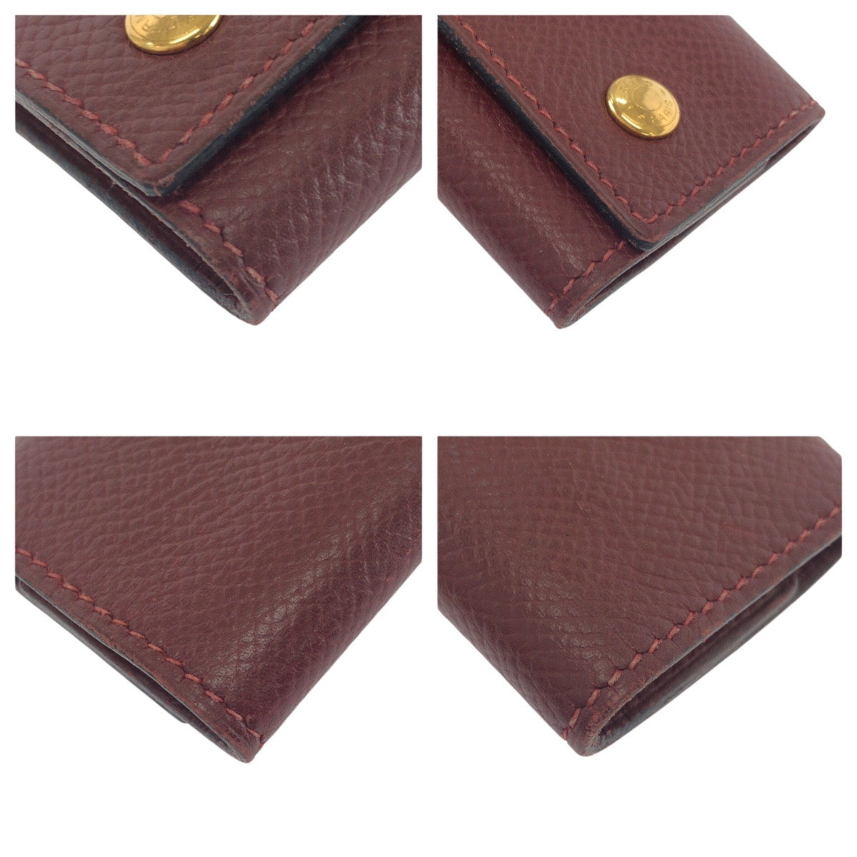 21067
HERMES エルメス ワインレッド ボルドー ゴールド金具 レザー キーケース 4連 男女兼用 レディース ABP20