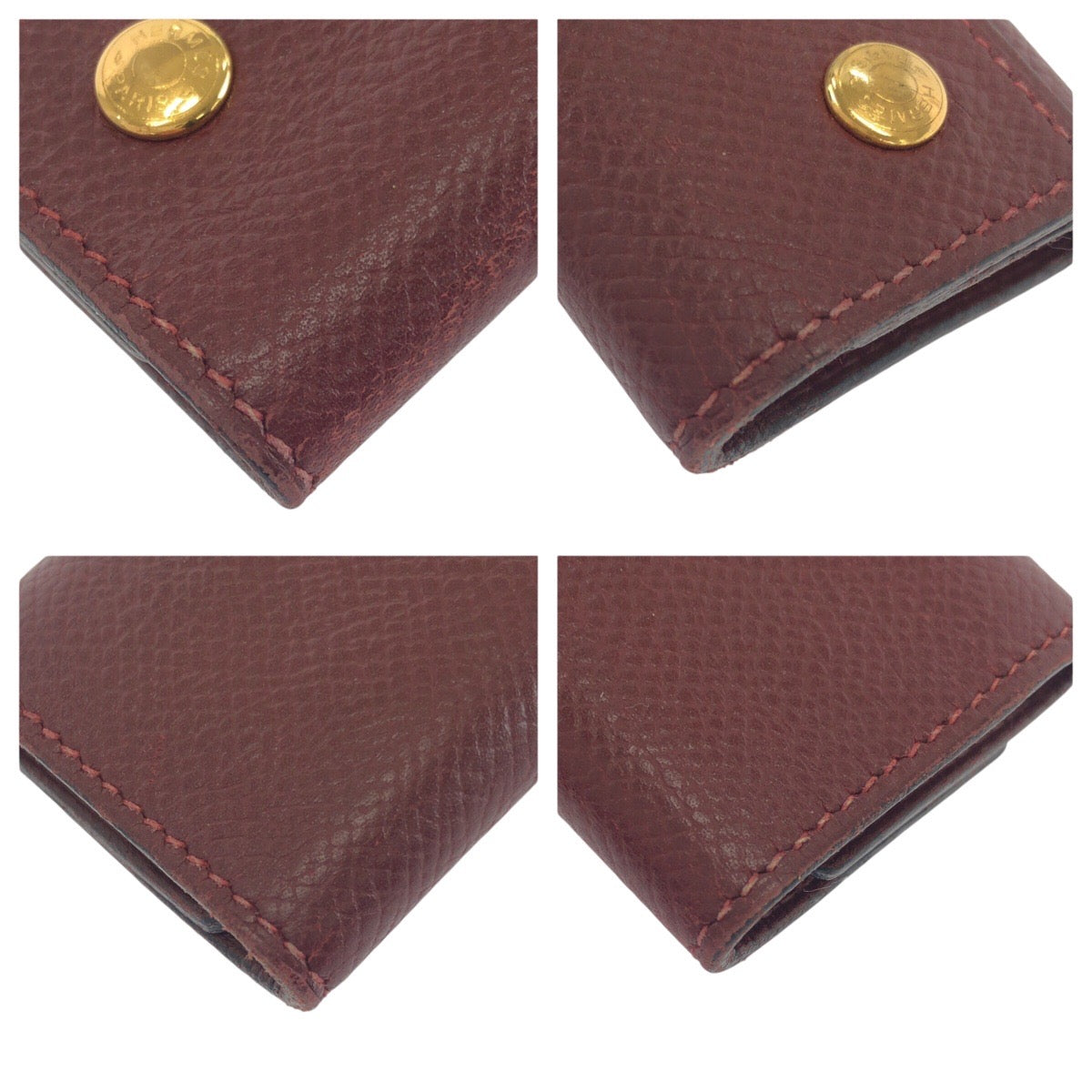 21067
HERMES エルメス ワインレッド ボルドー ゴールド金具 レザー キーケース 4連 男女兼用 レディース ABP20