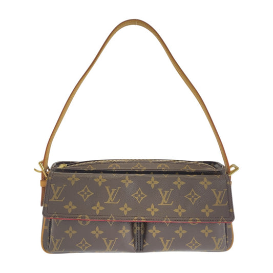 21069
LOUIS VUITTON ルイヴィトン モノグラム ヴィバシテMM ブラウン ゴールド金具 PVC / レザー M51164 ショルダーバッグ レディース A