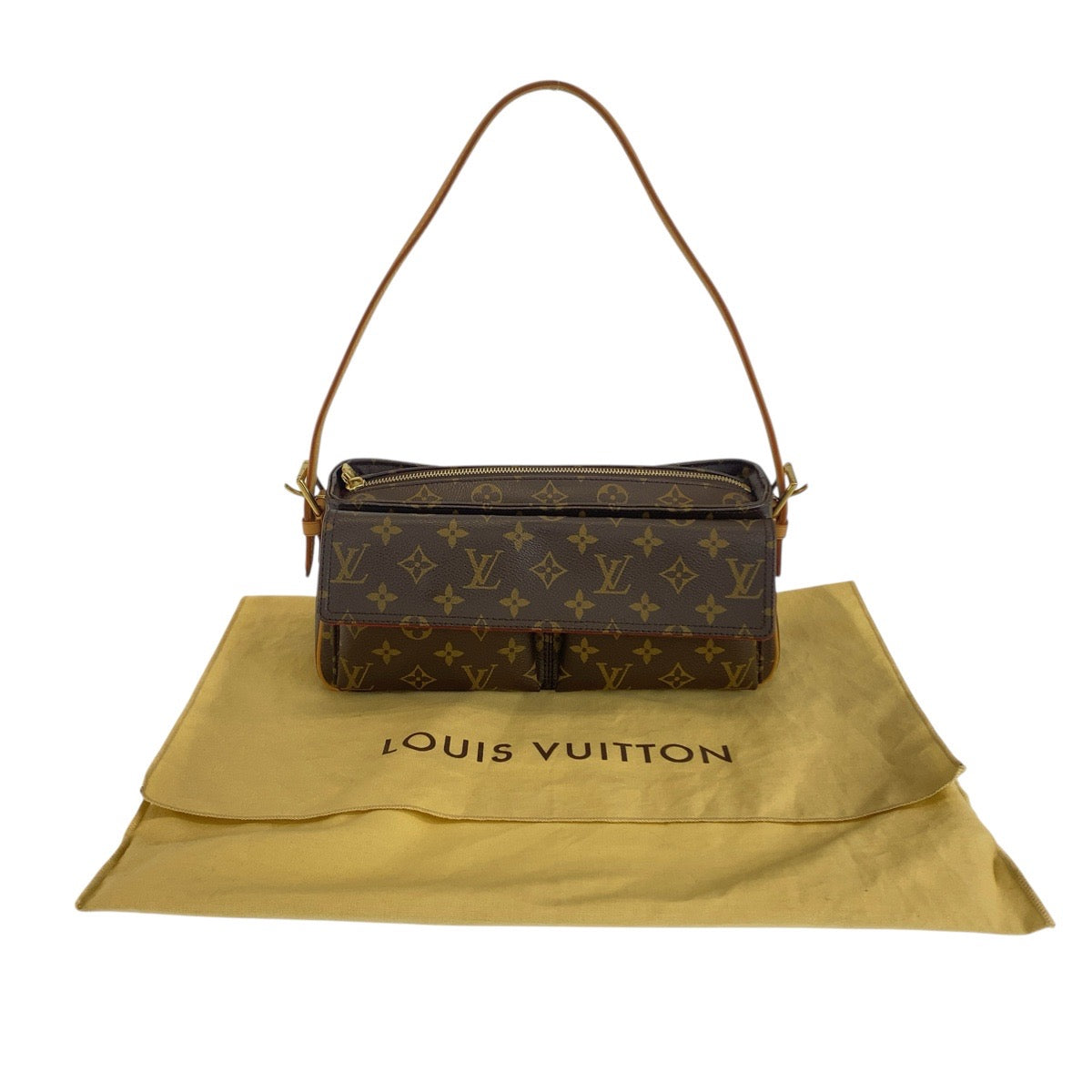 21069
LOUIS VUITTON ルイヴィトン モノグラム ヴィバシテMM ブラウン ゴールド金具 PVC / レザー M51164 ショルダーバッグ レディース A