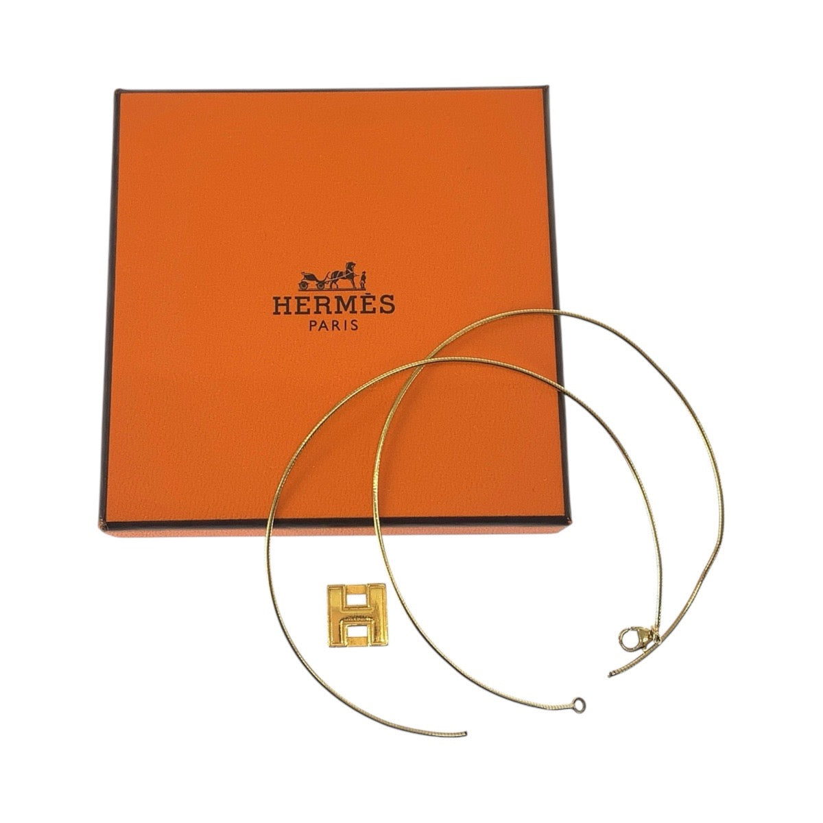 21075
HERMES エルメス カージュドアッシュ Hキューブ ゴールド メタル ネックレス ペンダントトップ レディース BC5