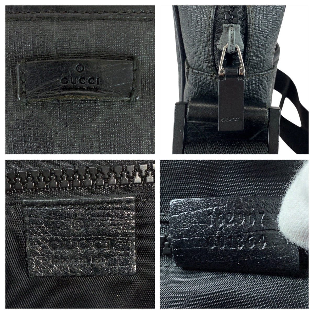 21079
GUCCI グッチ ブラック 黒 グレー GGスプリームキャンバス / レザー 162907 ショルダーバッグ メッセンジャーバッグ メンズ AB20
