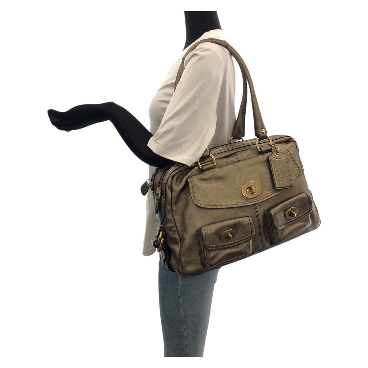 21081
COACH コーチ オールドコーチ ダークゴールド ゴールド金具 レザー 12791 トートバッグ ショルダーバッグ レディース ABP