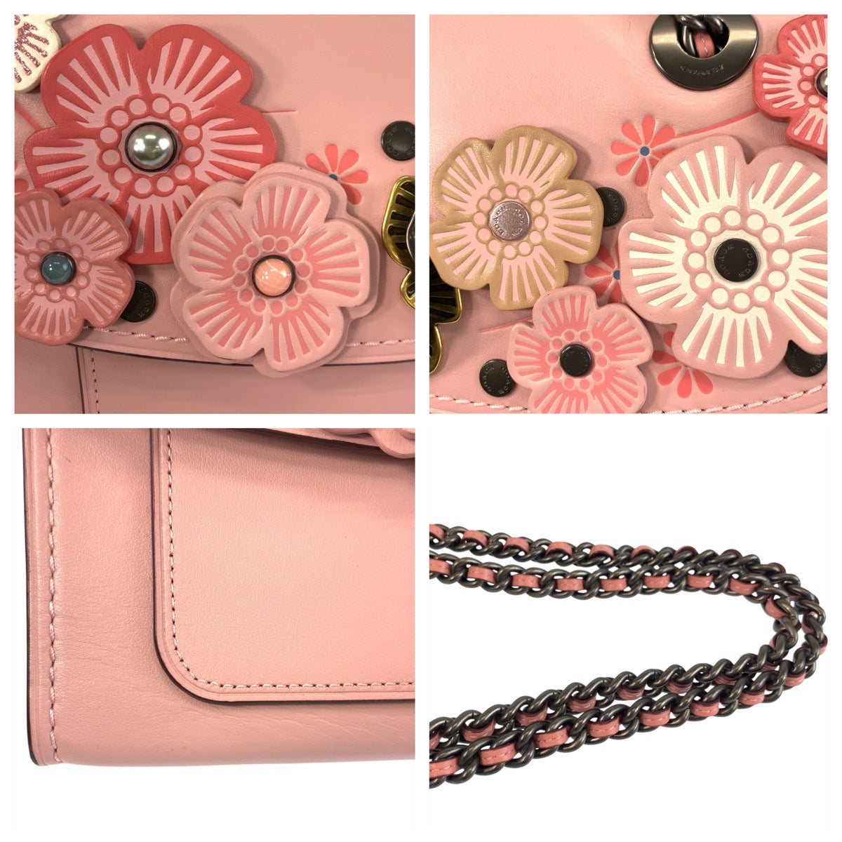 21082
COACH コーチ パーカーウィズ ティーローズ ブロッサム ピンク レザー L1857-67693 チェーンショルダーバッグ レディース A20