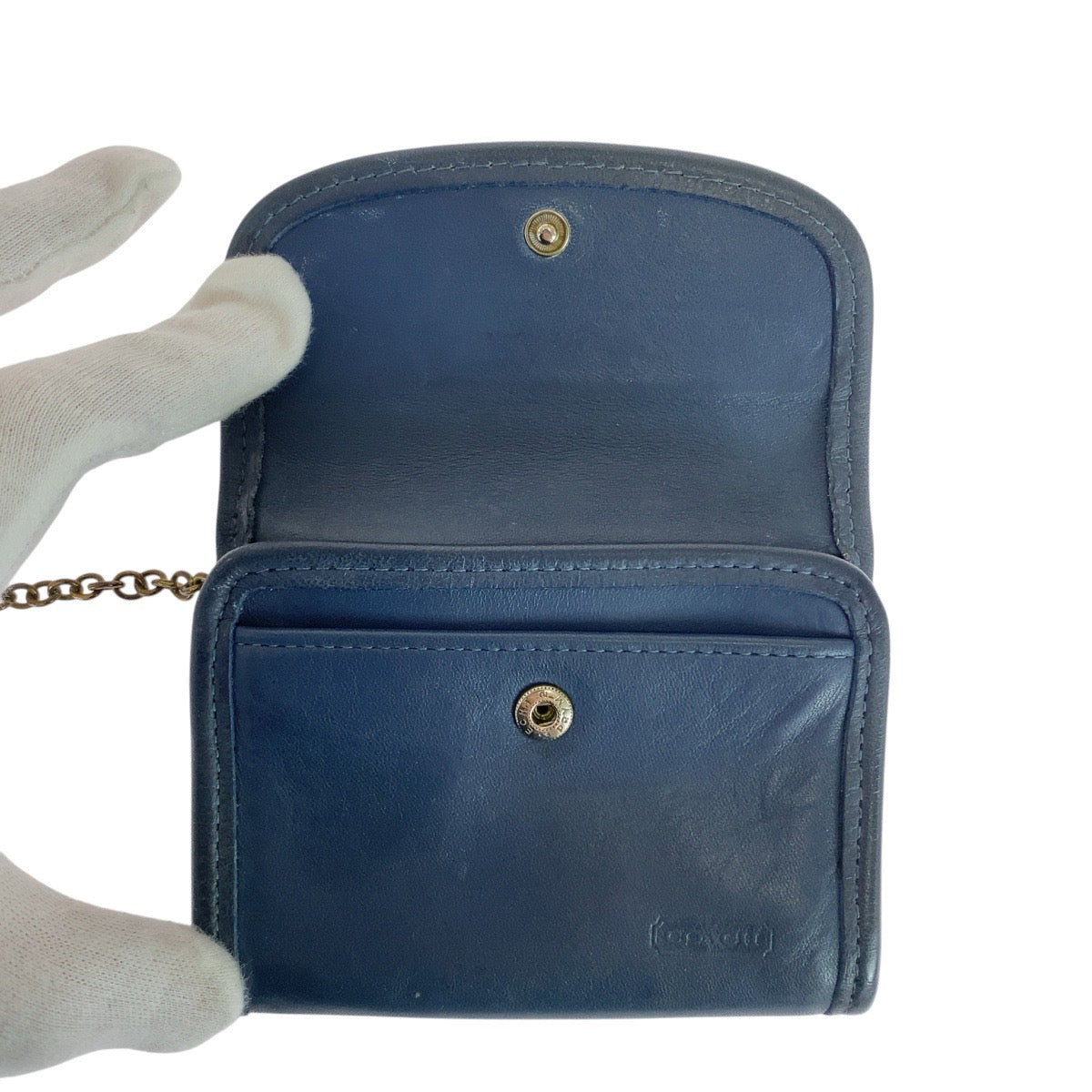 21086
COACH コーチ オールドコーチ キーリング付き ネイビー ブルー ゴールド金具 レザー カードケース 小銭入れ メンズ ABP9
