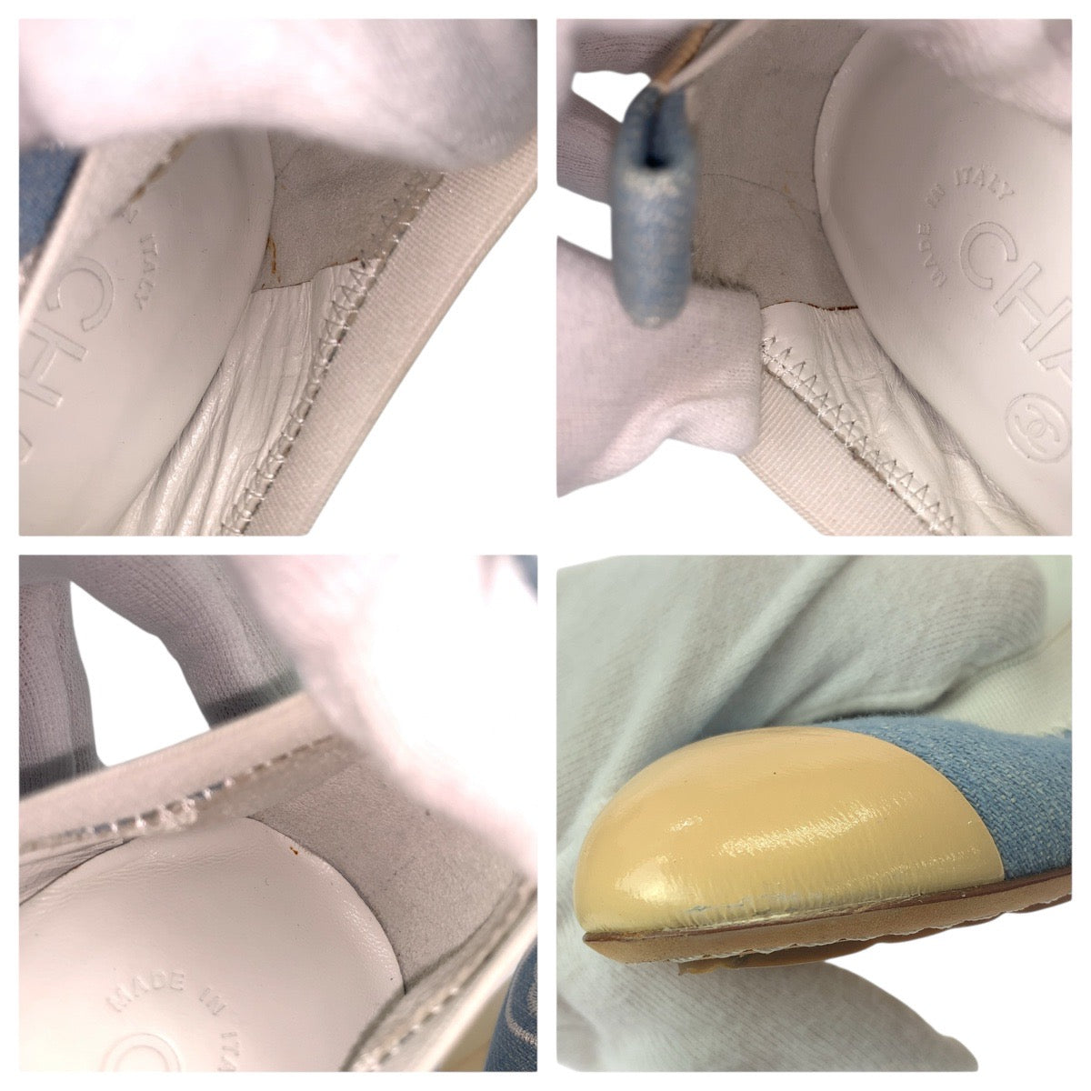 21087
CHANEL シャネル ココマーク サイズ37C ブルー デニム ベージュ デニム / パテントレザー パンプス ハイヒール レディース A28