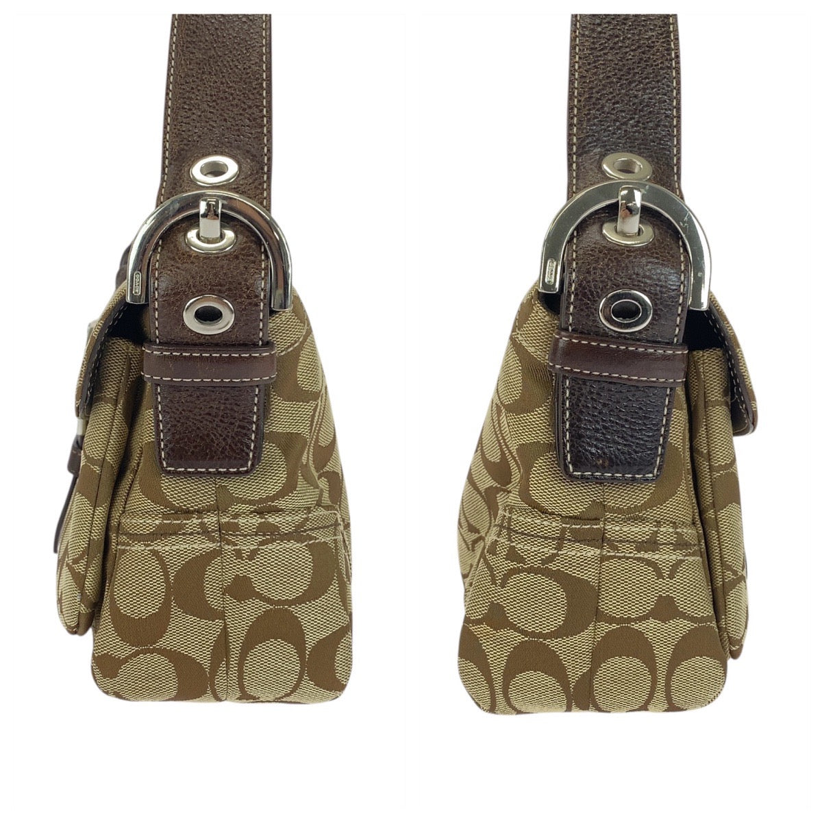 21088
COACH Signature Soho Beige Brown Silver Hardware Canvas / Leather K05Q-6314 Shoulder Bag Ladies A16
