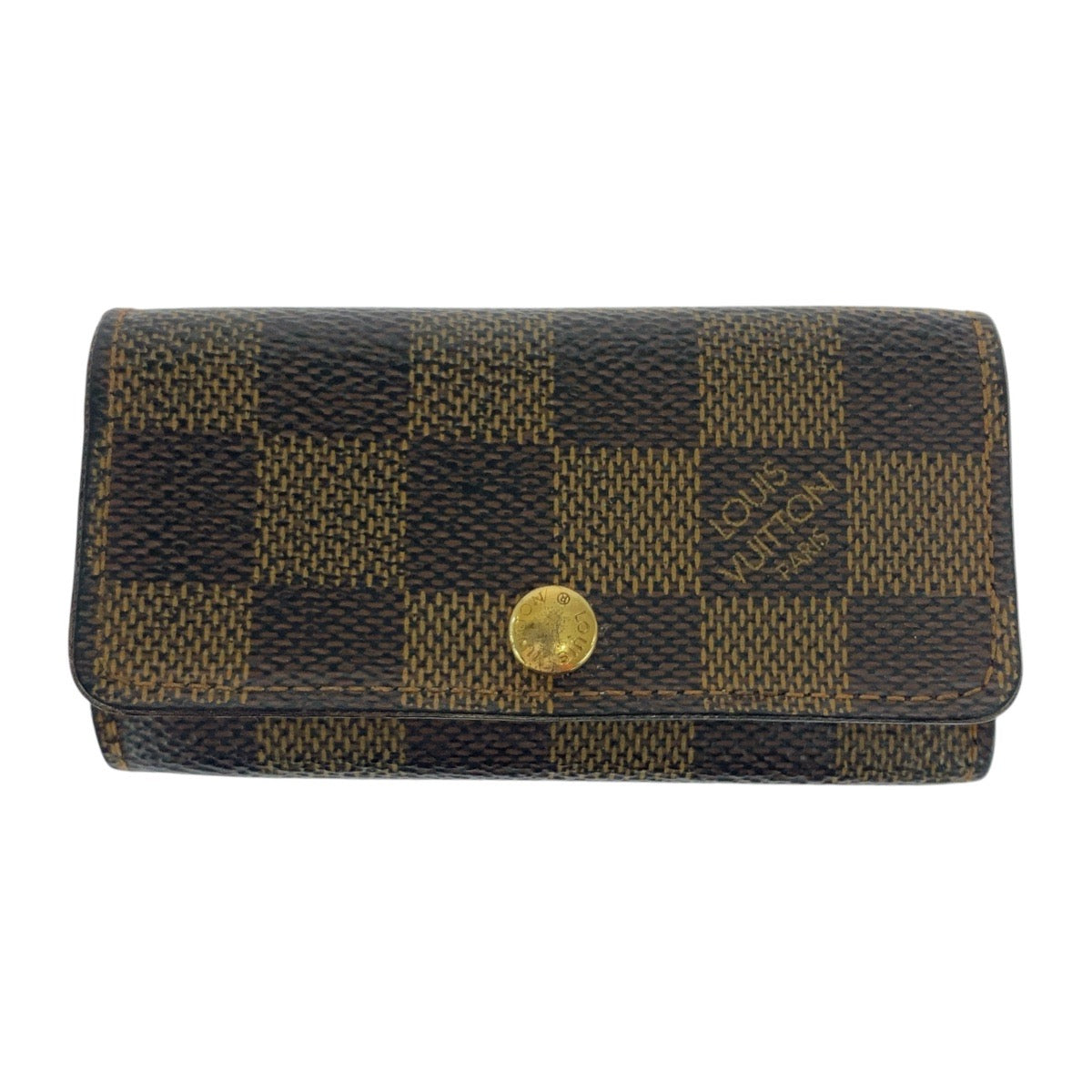 21092
LOUIS VUITTON ルイヴィトン ダミエ ミュルティクレ４ ブラウン ゴールド金具 PVC N62631 キーケース 4連 男女兼用 レディース AB5
