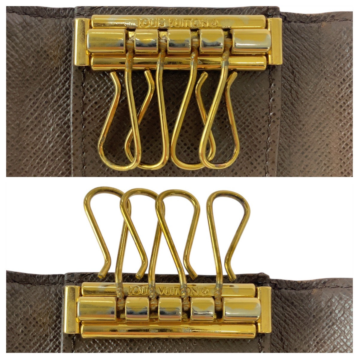 21092
LOUIS VUITTON ルイヴィトン ダミエ ミュルティクレ４ ブラウン ゴールド金具 PVC N62631 キーケース 4連 男女兼用 レディース AB5