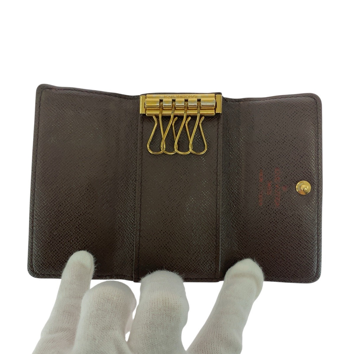 21092
LOUIS VUITTON ルイヴィトン ダミエ ミュルティクレ４ ブラウン ゴールド金具 PVC N62631 キーケース 4連 男女兼用 レディース AB5