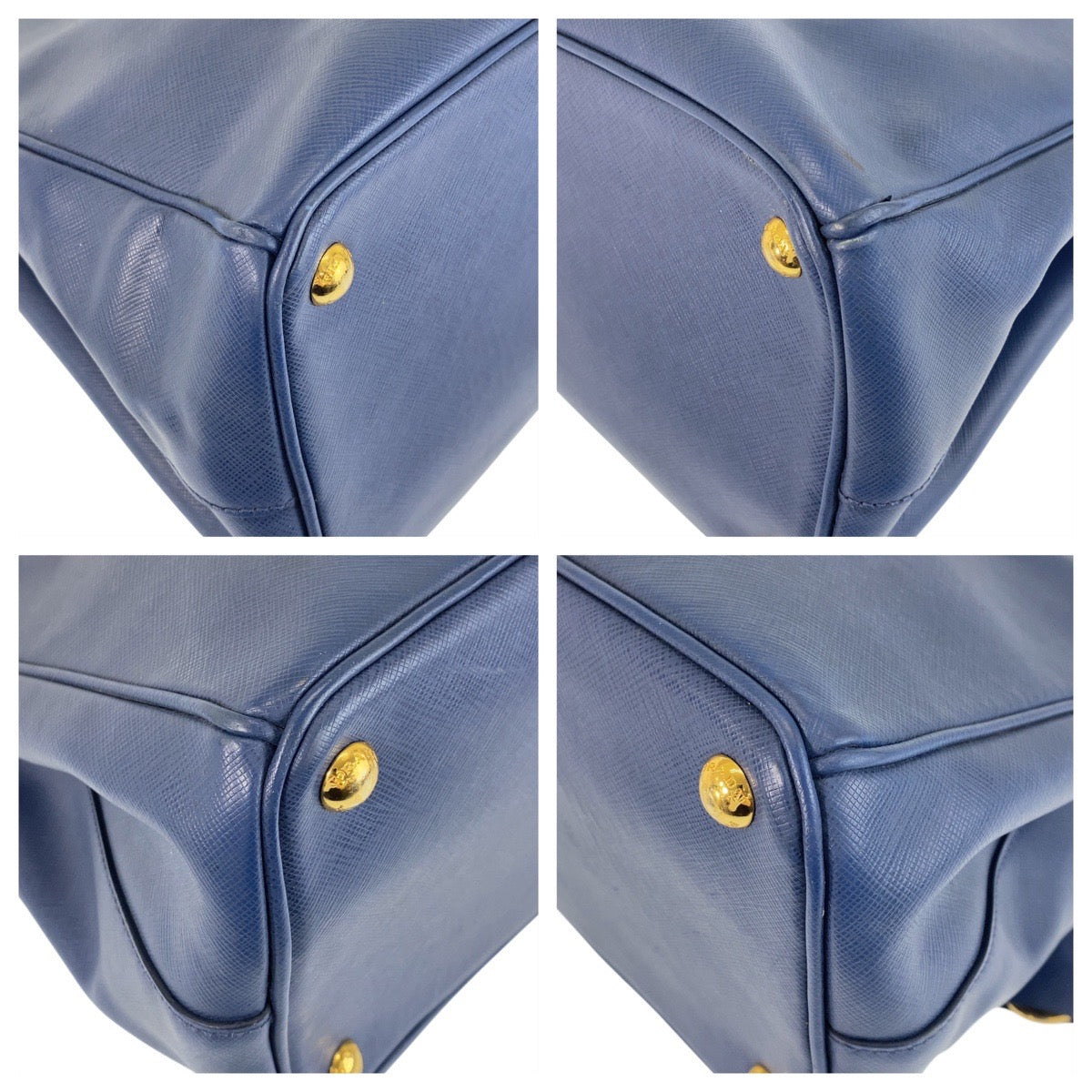 21093
PRADA プラダ サフィアーノ ガレリア 三角ロゴプレート ブルー ゴールド金具 レザー ハンドバッグ ショルダーバッグ 2way レディース ABP56