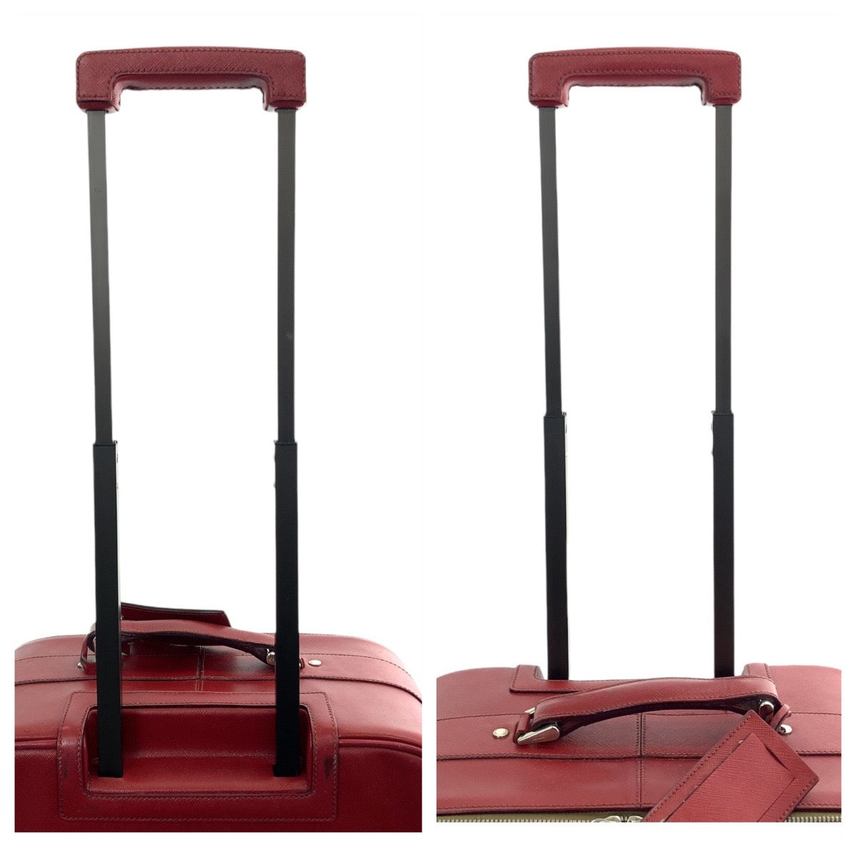 21096
PRADA プラダ サフィアーノ 三角ロゴプレート レッド シルバー金具 レザー VV030K キャリーバッグ スーツケース キャリーケース レディース AB54