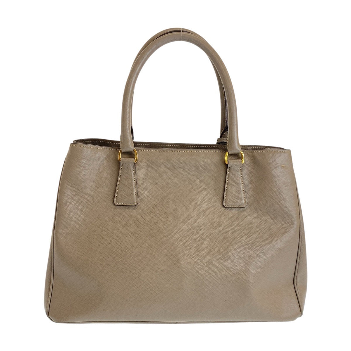 21097
PRADA プラダ サフィアーノ 三角ロゴプレート グレージュ ゴールド金具 レザー ハンドバッグ ショルダーバッグ 2way レディース AB52