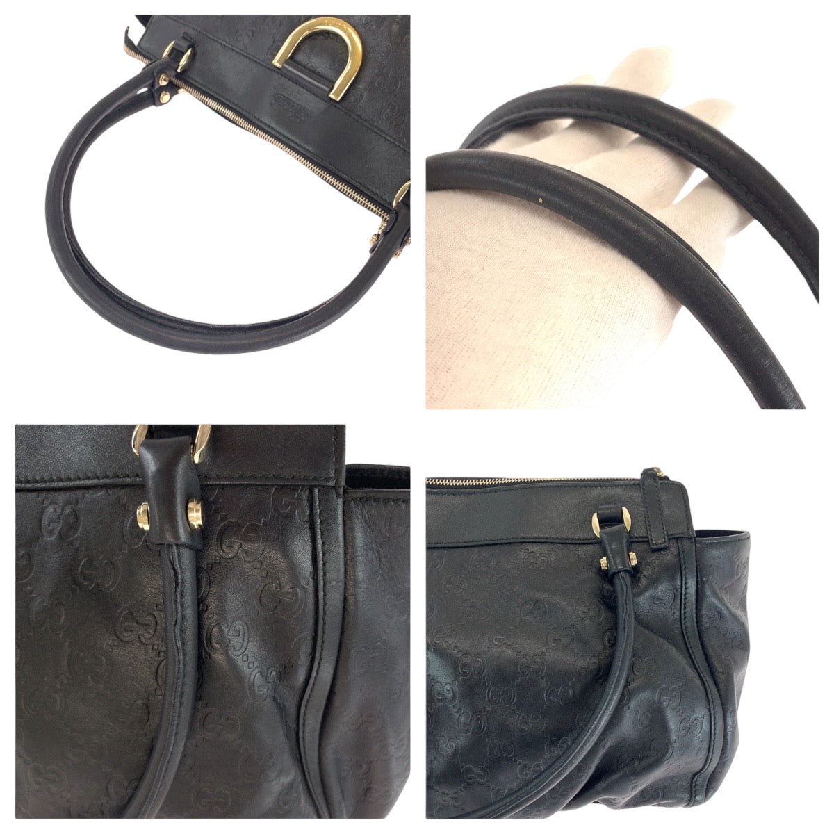 21100
GUCCI グッチ アビー ブラック シルバー金具 レザー 189831 トートバッグ ショルダーバッグ レディース ABP48