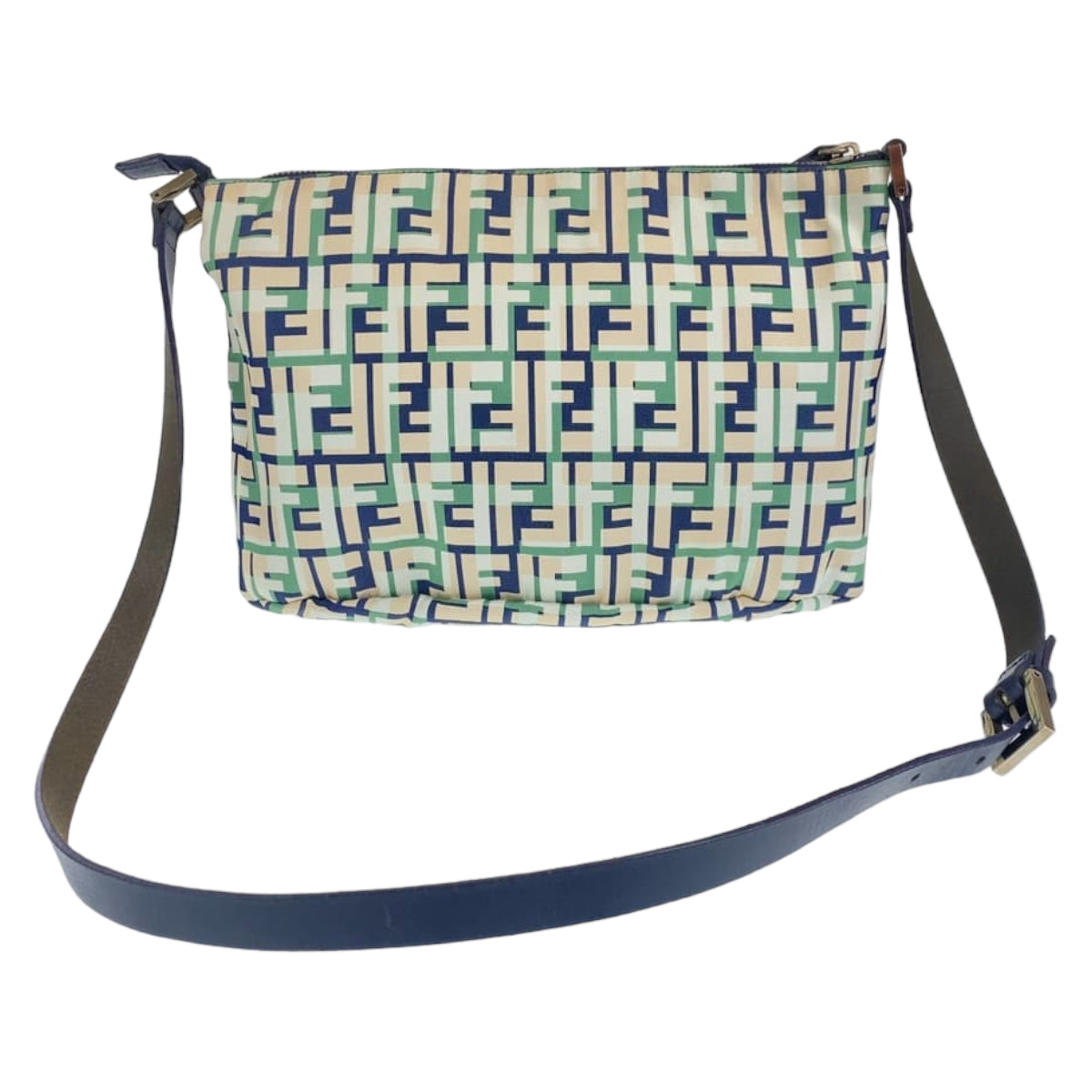 21102
FENDI フェンディ ズッカ柄 FFロゴ グリーン 緑 ピンク ネイビー キャンバス 斜め掛け ショルダーバッグ メッセンジャーバッグ レディース ABP42