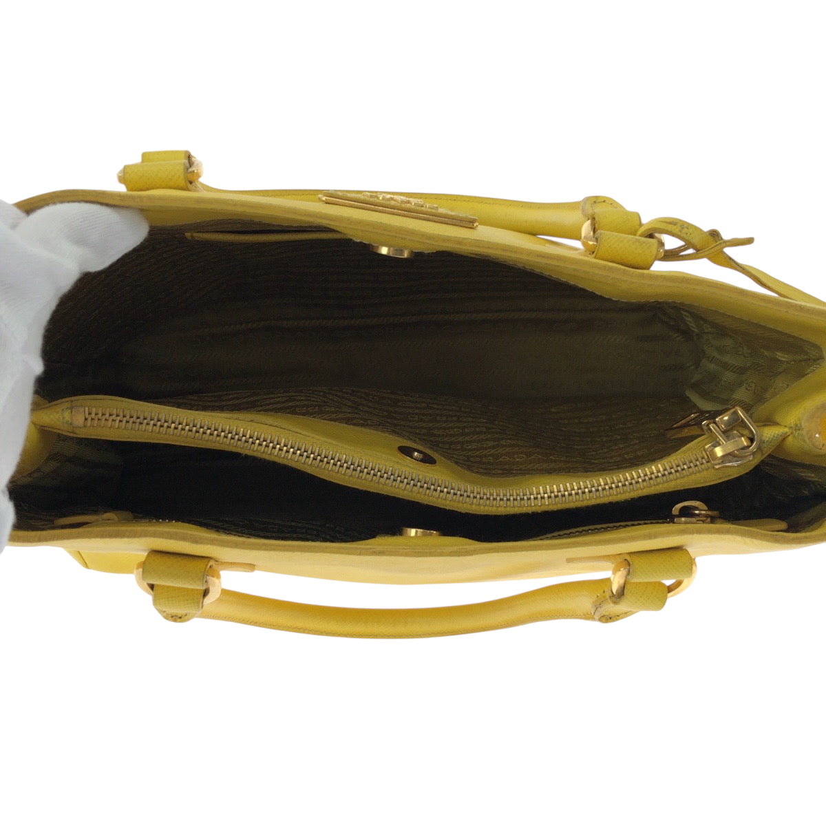 PRADA プラダ サフィアーノ イエロー ゴールド金具 レザー BN1874 ショルダーバッグ ハンドバッグ 2way レディース AB46