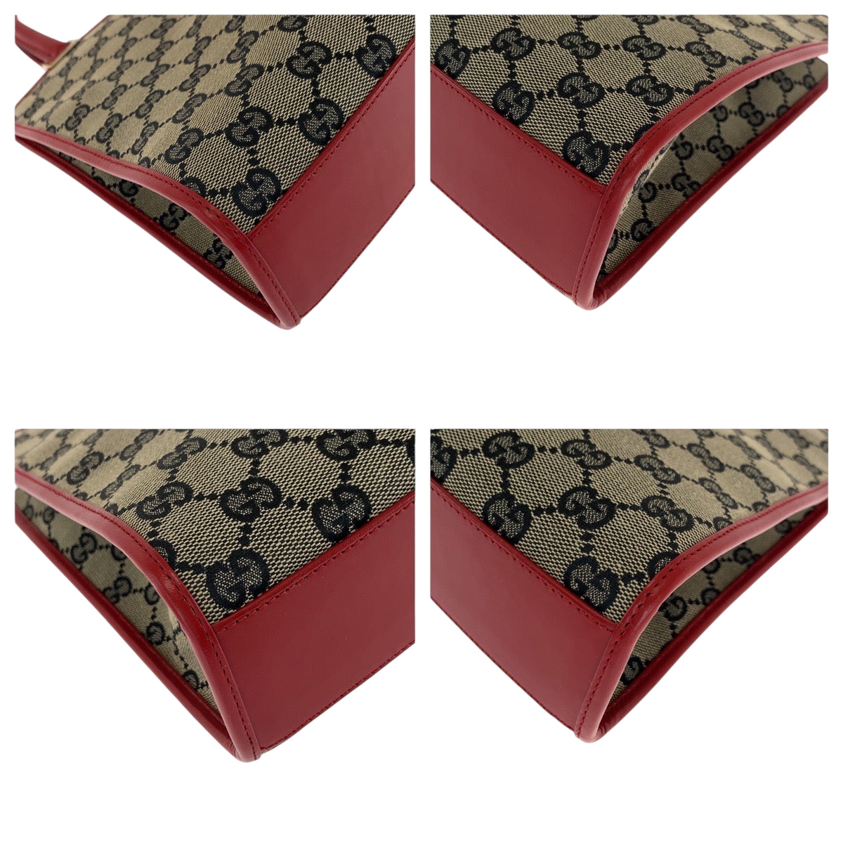 21111
GUCCI Jackie Grey Red Gold Hardware GG Canvas 002 1065 Handbag Tote Bag Ladies A48