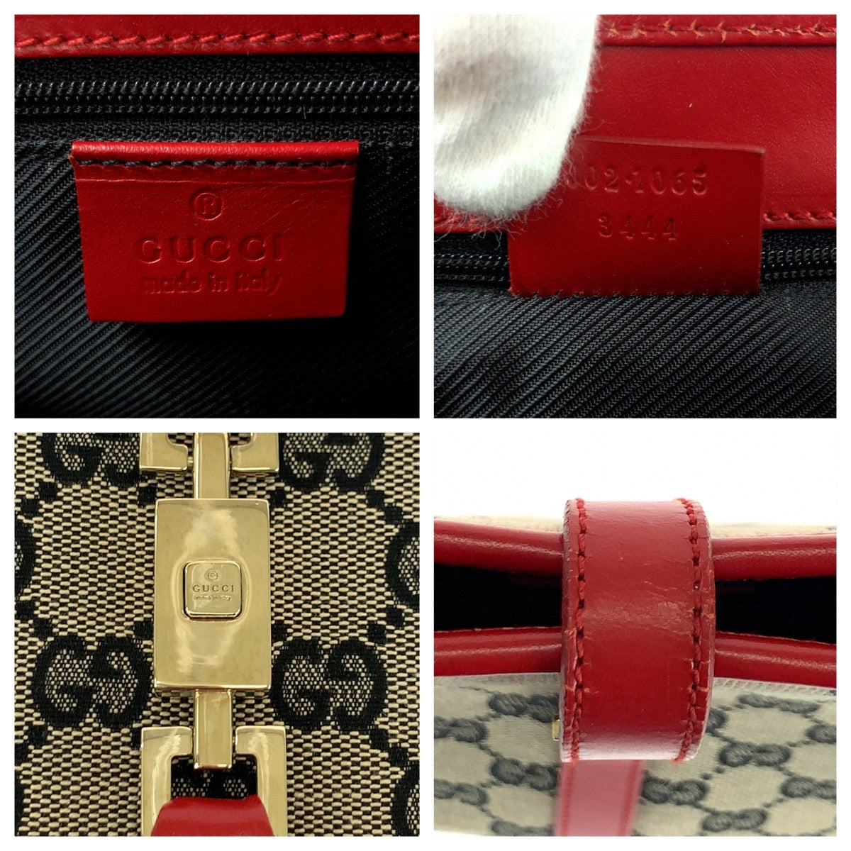 21111
GUCCI Jackie Grey Red Gold Hardware GG Canvas 002 1065 Handbag Tote Bag Ladies A48