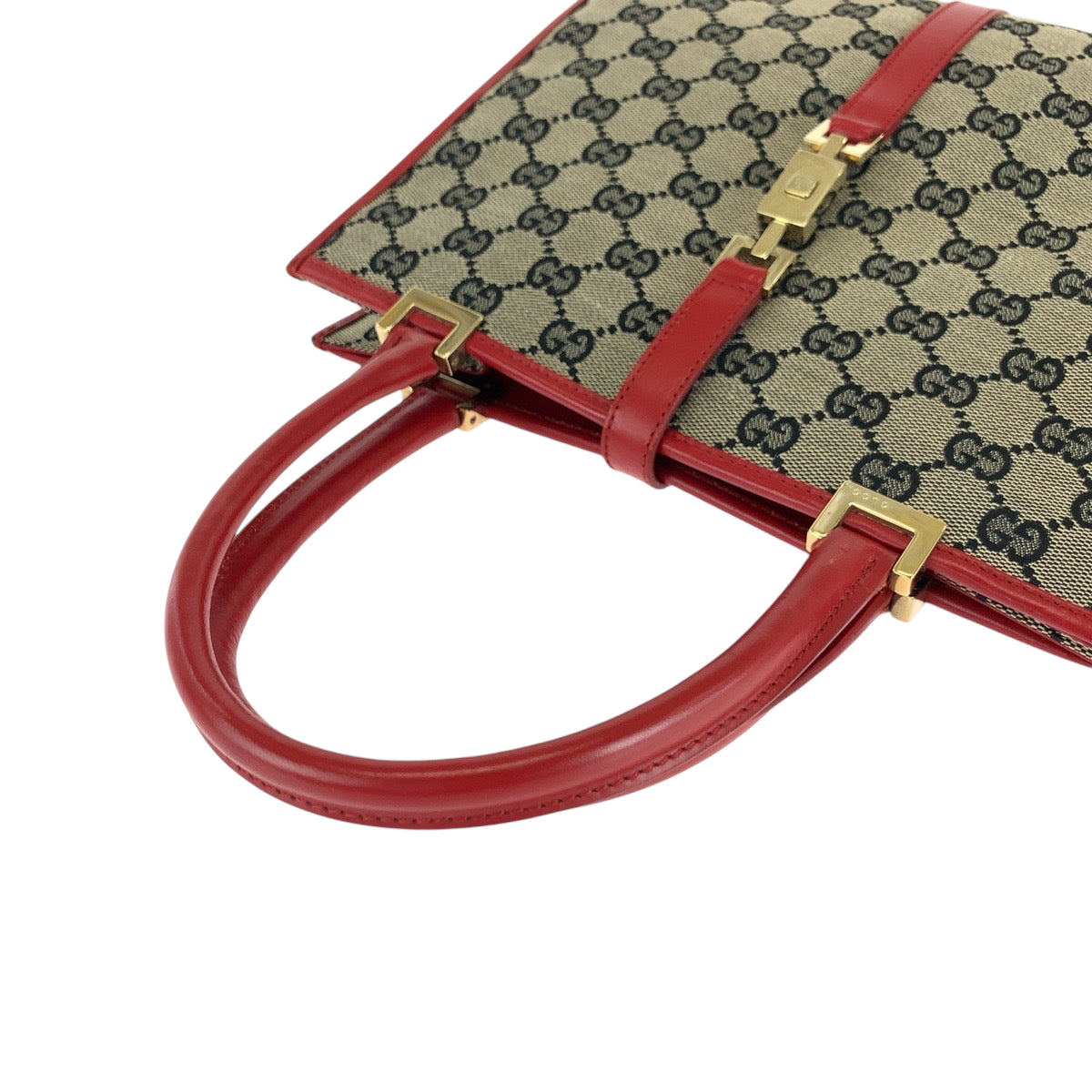 21111
GUCCI Jackie Grey Red Gold Hardware GG Canvas 002 1065 Handbag Tote Bag Ladies A48