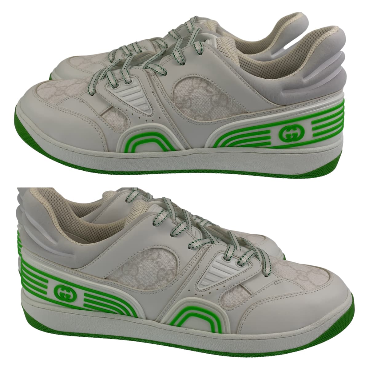 21114
GUCCI グッチ バスケット GG柄 サイズ11 ホワイト グリーン レザー 700290 スニーカー バスケットシューズ メンズ A39