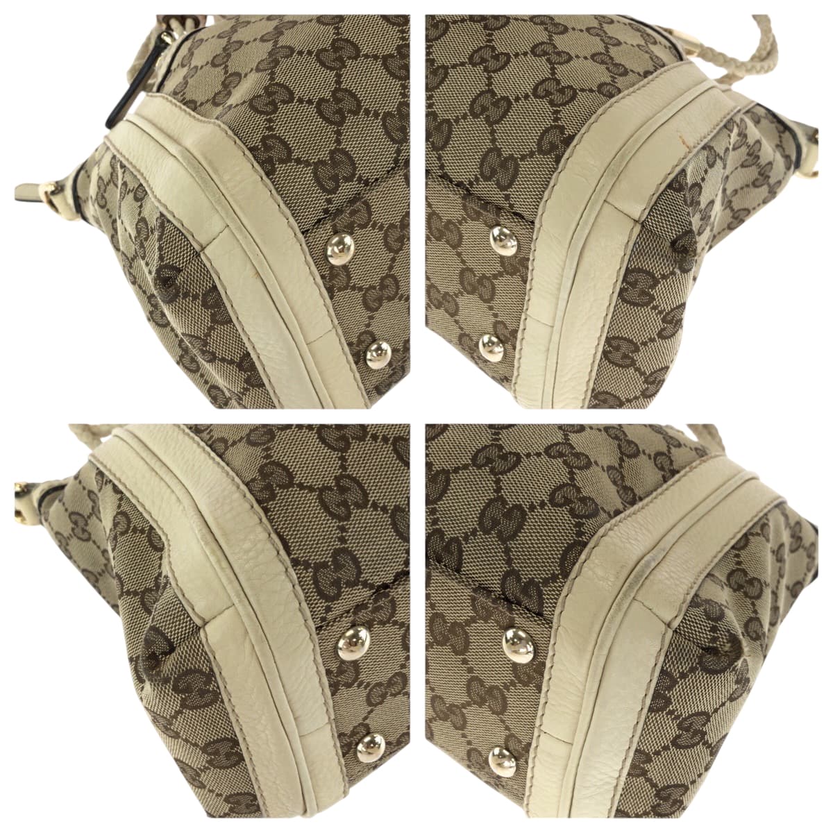 21115
GUCCI Guccissima Bella Beige Ivory Gold Hardware GG Canvas 282300 Shoulder Bag Handbag 2way Ladies ABP40
