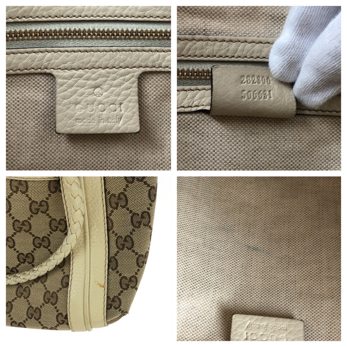 21115
GUCCI Guccissima Bella Beige Ivory Gold Hardware GG Canvas 282300 Shoulder Bag Handbag 2way Ladies ABP40