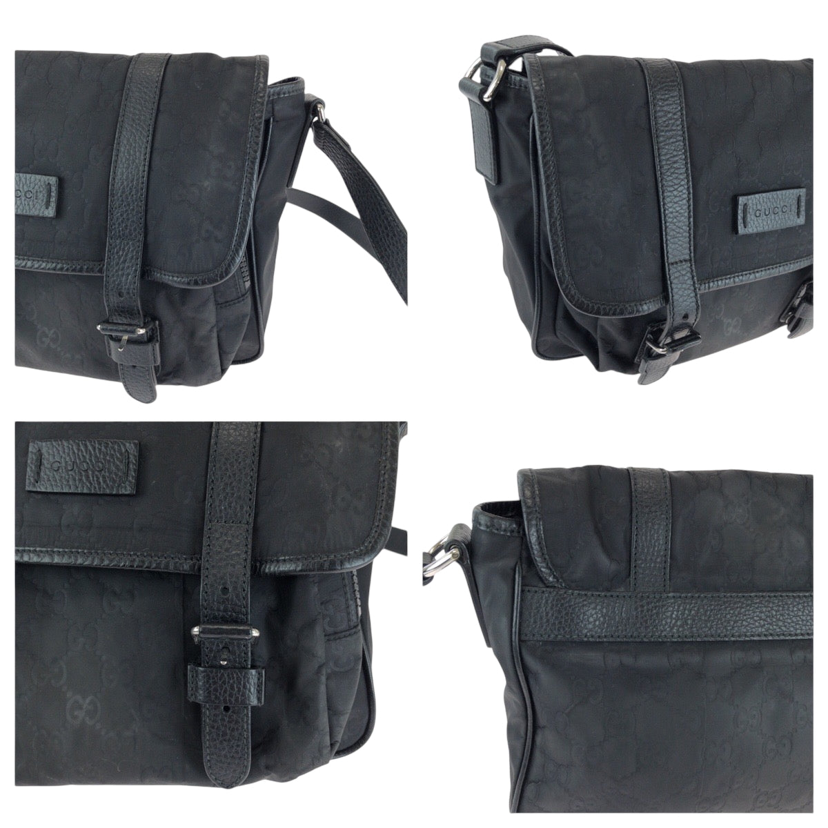 21116
GUCCI Black Silver Hardware Nylon / Leather 510335 Shoulder Bag Pochette Unisex Men's ABP46