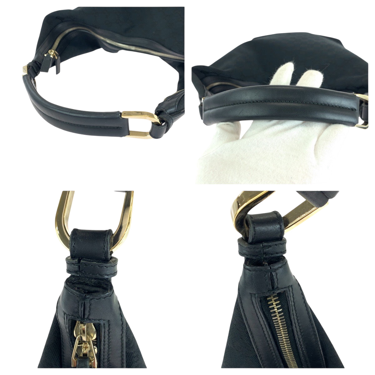 21117
GUCCI Black Gold Hardware GG Canvas 001 42870 Hobo Shoulder Bag Shoulder Carry Women's A46