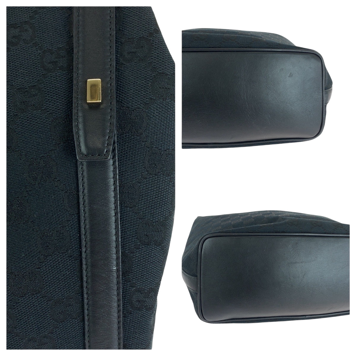 21117
GUCCI Black Gold Hardware GG Canvas 001 42870 Hobo Shoulder Bag Shoulder Carry Women's A46