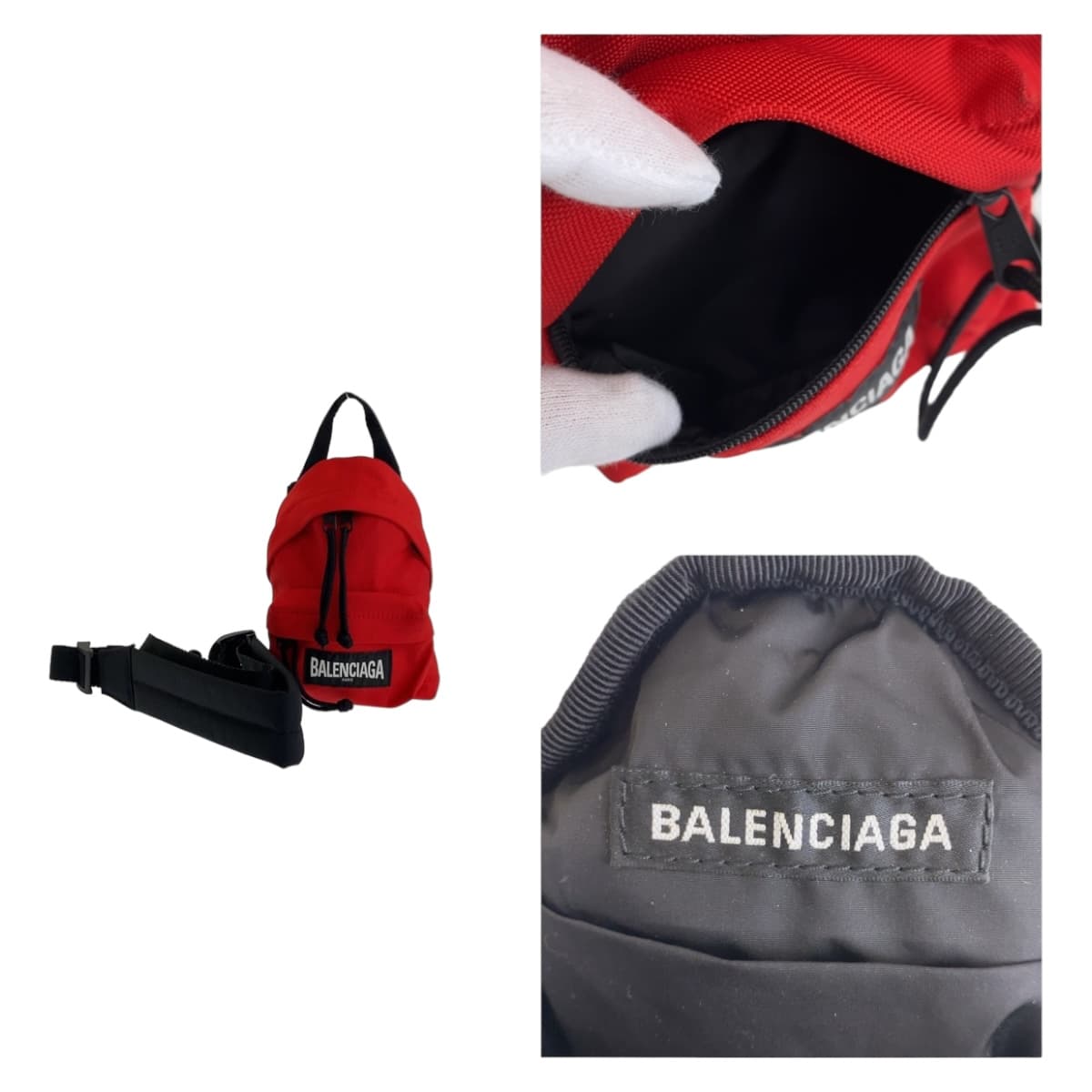 21119
BALENCIAGA バレンシアガ エクスプローラー レッド ブラック 黒 ナイロン 斜め掛け ショルダーバッグ ポシェット レディース A41