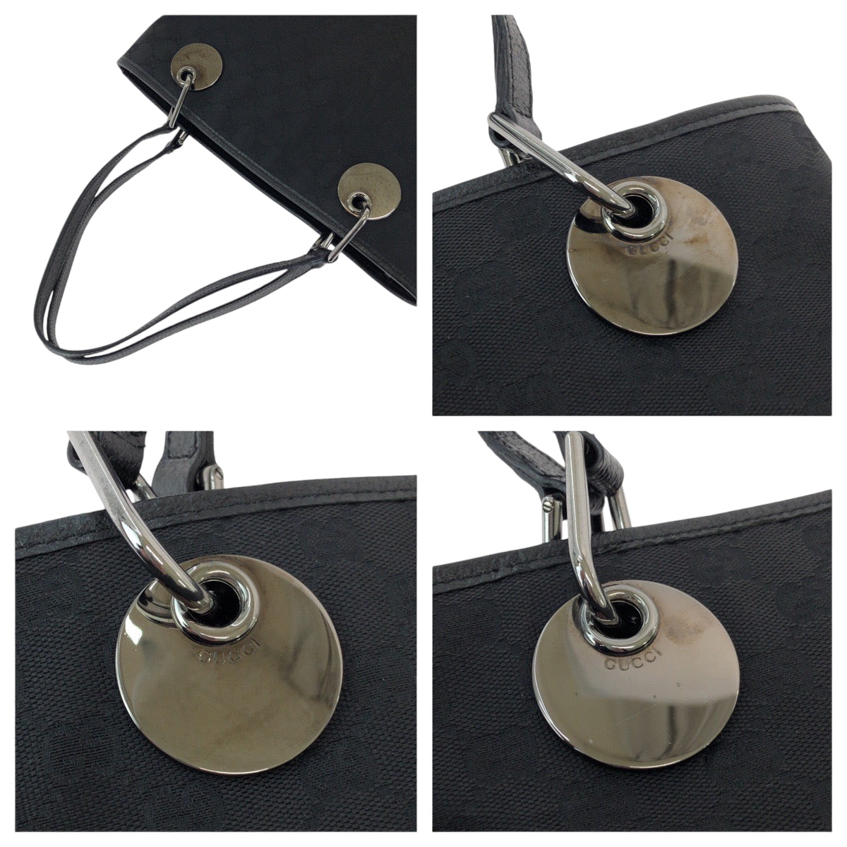 21122
GUCCI Black Silver Hardware GG Canvas 120837 Tote Bag Shoulder Bag Ladies A41