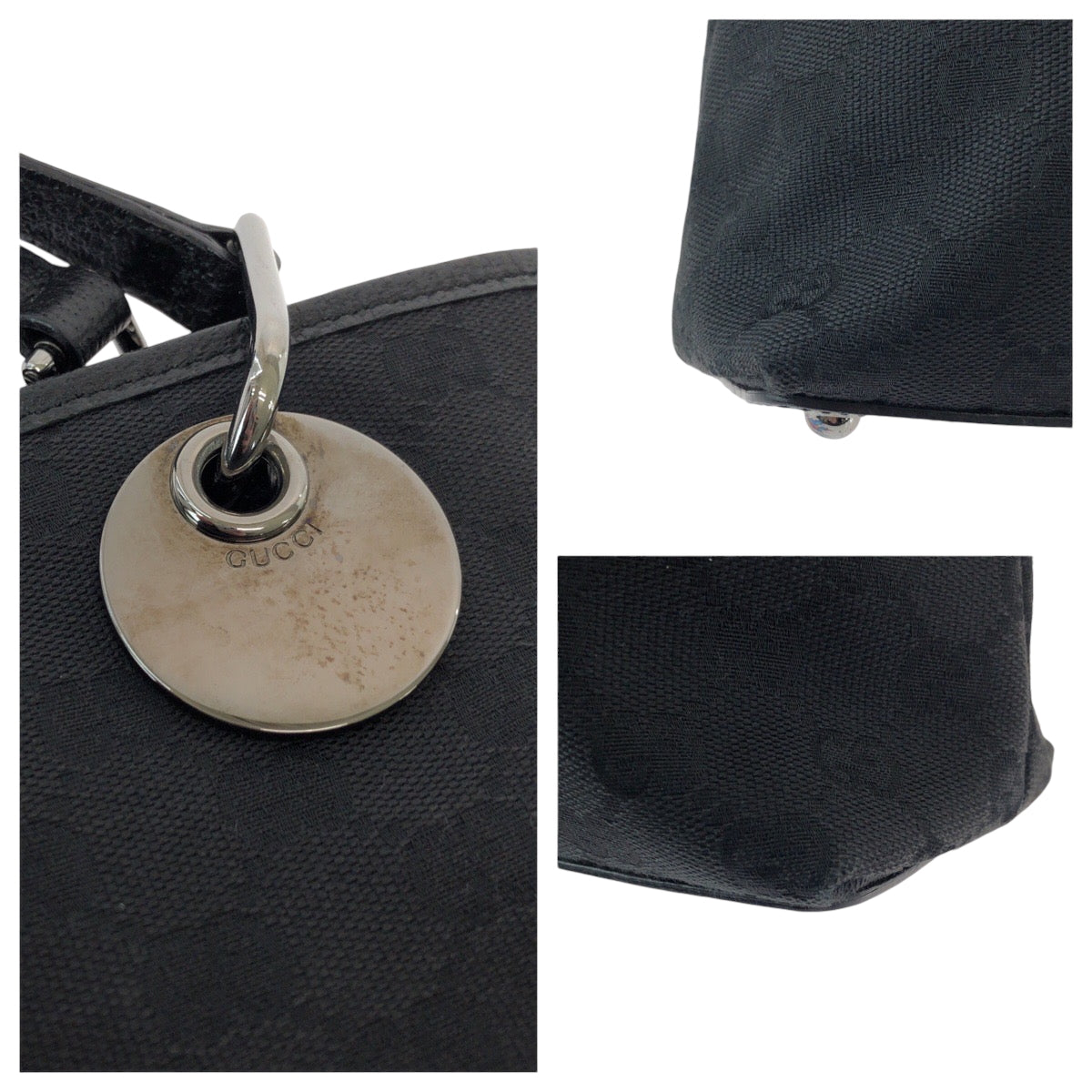 21122
GUCCI Black Silver Hardware GG Canvas 120837 Tote Bag Shoulder Bag Ladies A41