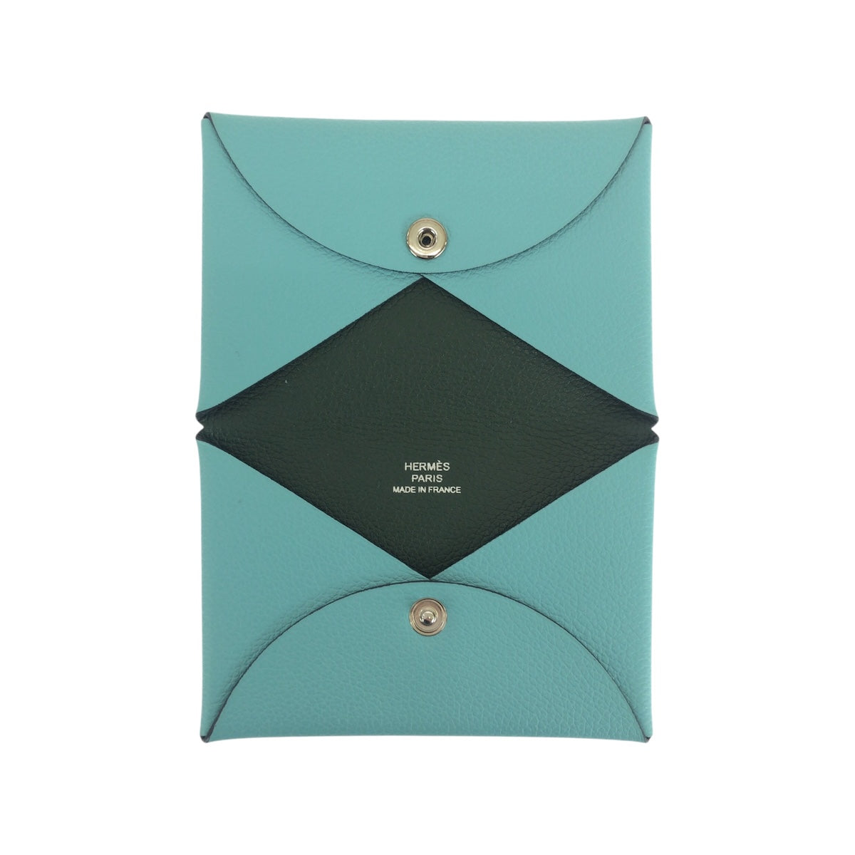 21124
HERMES エルメス カルヴィ ライトブルー シルバー金具 シェーブル カードケース 名刺入れ A刻印 レディース ABP30