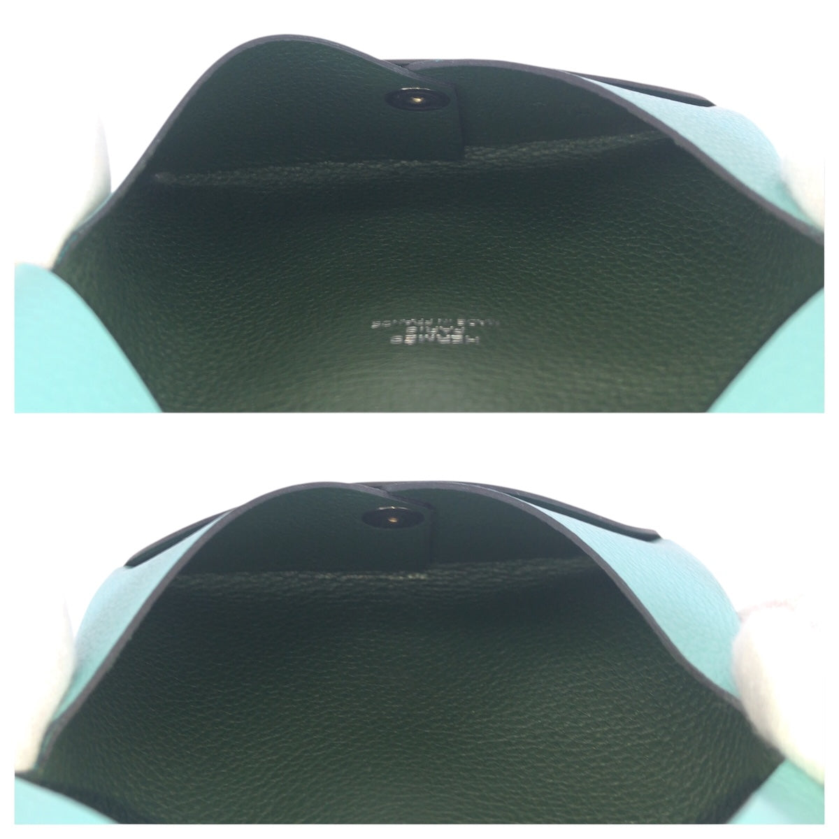 21124
HERMES エルメス カルヴィ ライトブルー シルバー金具 シェーブル カードケース 名刺入れ A刻印 レディース ABP30