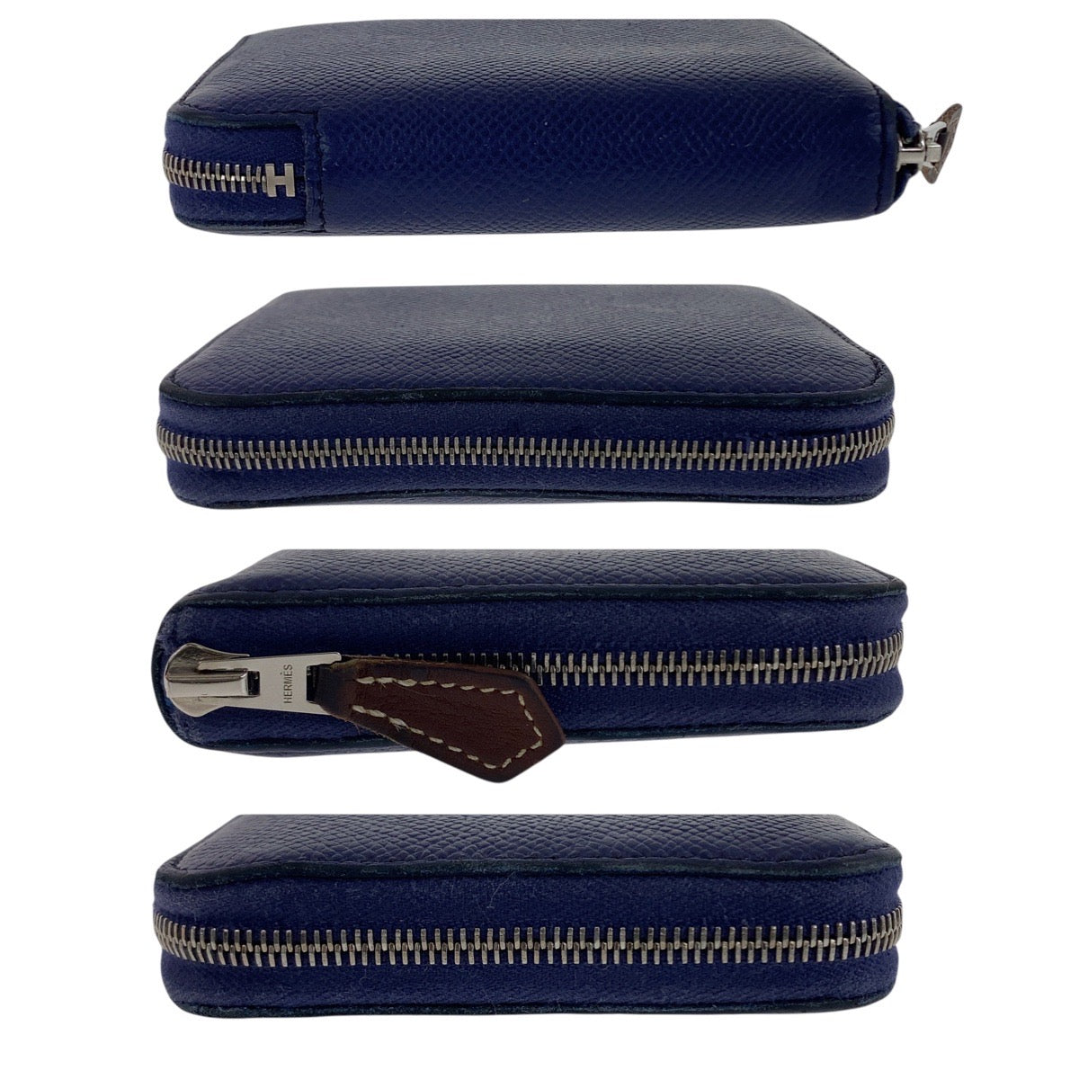 21125
HERMES エルメス アザップ シルクイン コンパクト ネイビー シルバー金具 ヴォーエプソン / シルク 折財布 コインケース 小銭入れ C刻印 レディース AB36