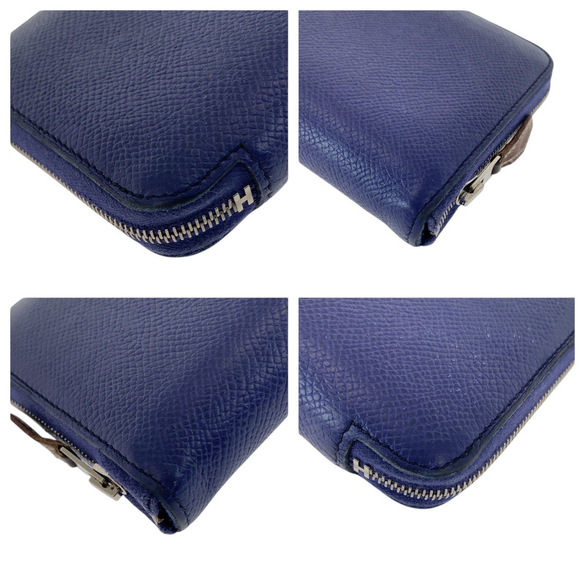 21125
HERMES エルメス アザップ シルクイン コンパクト ネイビー シルバー金具 ヴォーエプソン / シルク 折財布 コインケース 小銭入れ C刻印 レディース AB36