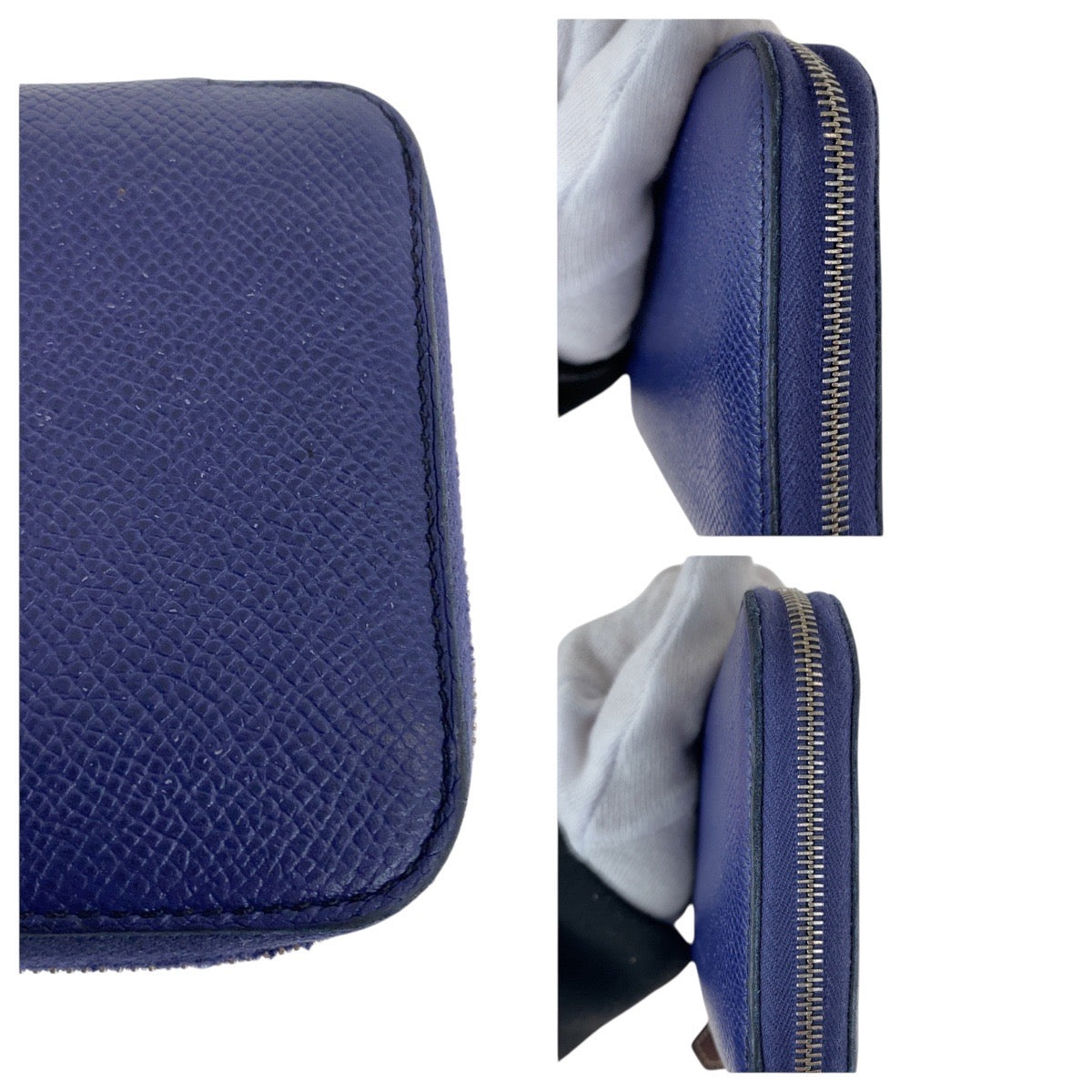 21125
HERMES エルメス アザップ シルクイン コンパクト ネイビー シルバー金具 ヴォーエプソン / シルク 折財布 コインケース 小銭入れ C刻印 レディース AB36