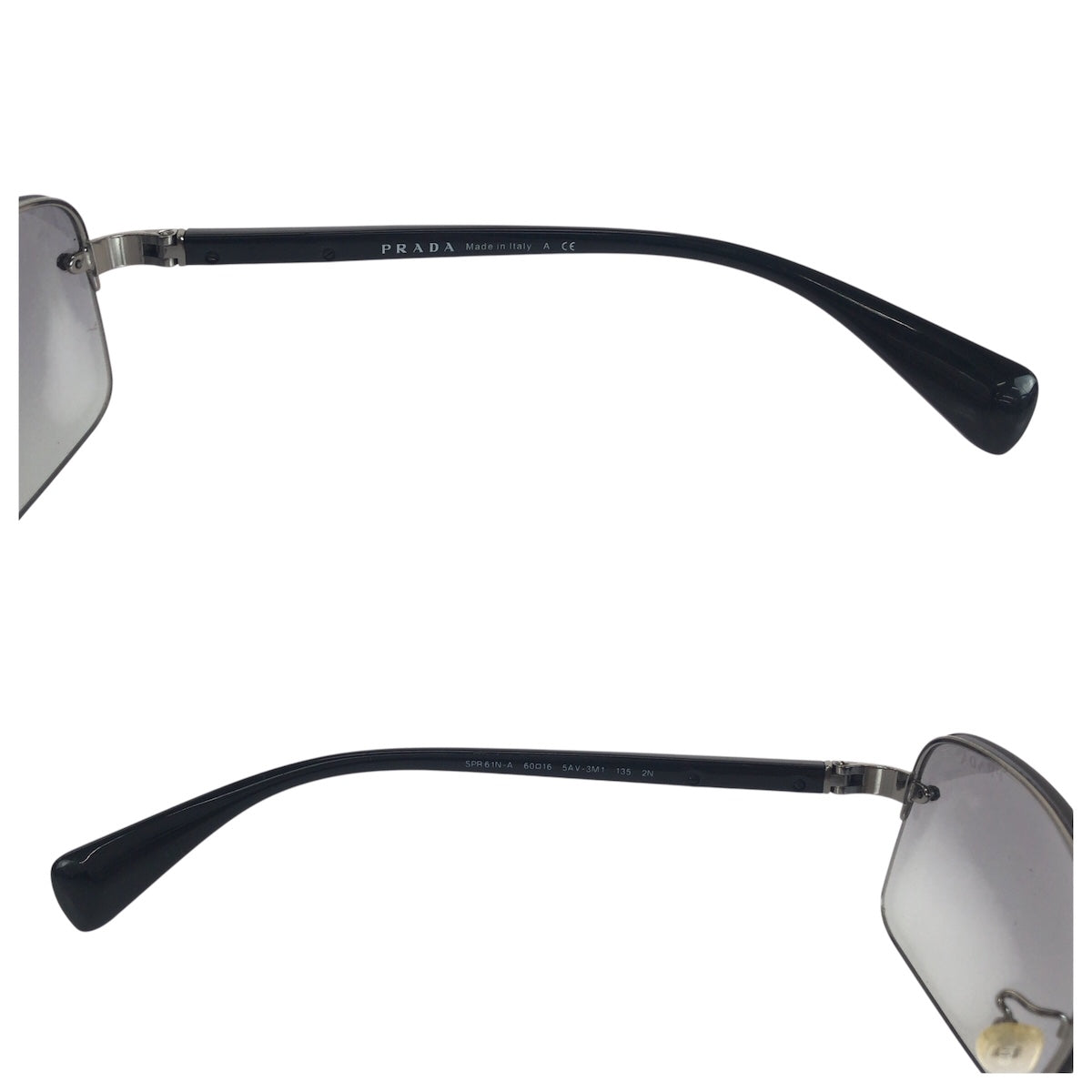 21134
PRADA プラダ ブラック 黒 シルバー金具 プラスチック / メタル SPR61N-A 60□16 5AV-3M1 135 2N サングラス 男女兼用 スクエア メンズ AB5