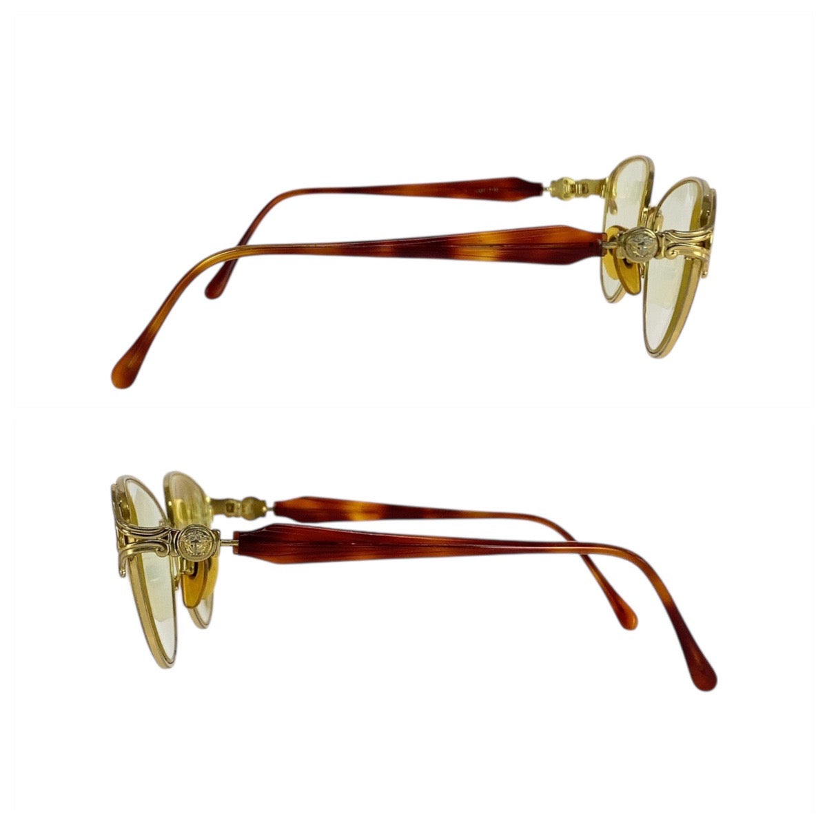 21136
VERSACE ヴェルサーチ ヴィンテージ ゴールド ブラウン プラスチック / メタル COL 19L サングラス 男女兼用 フォックス レディース AB12