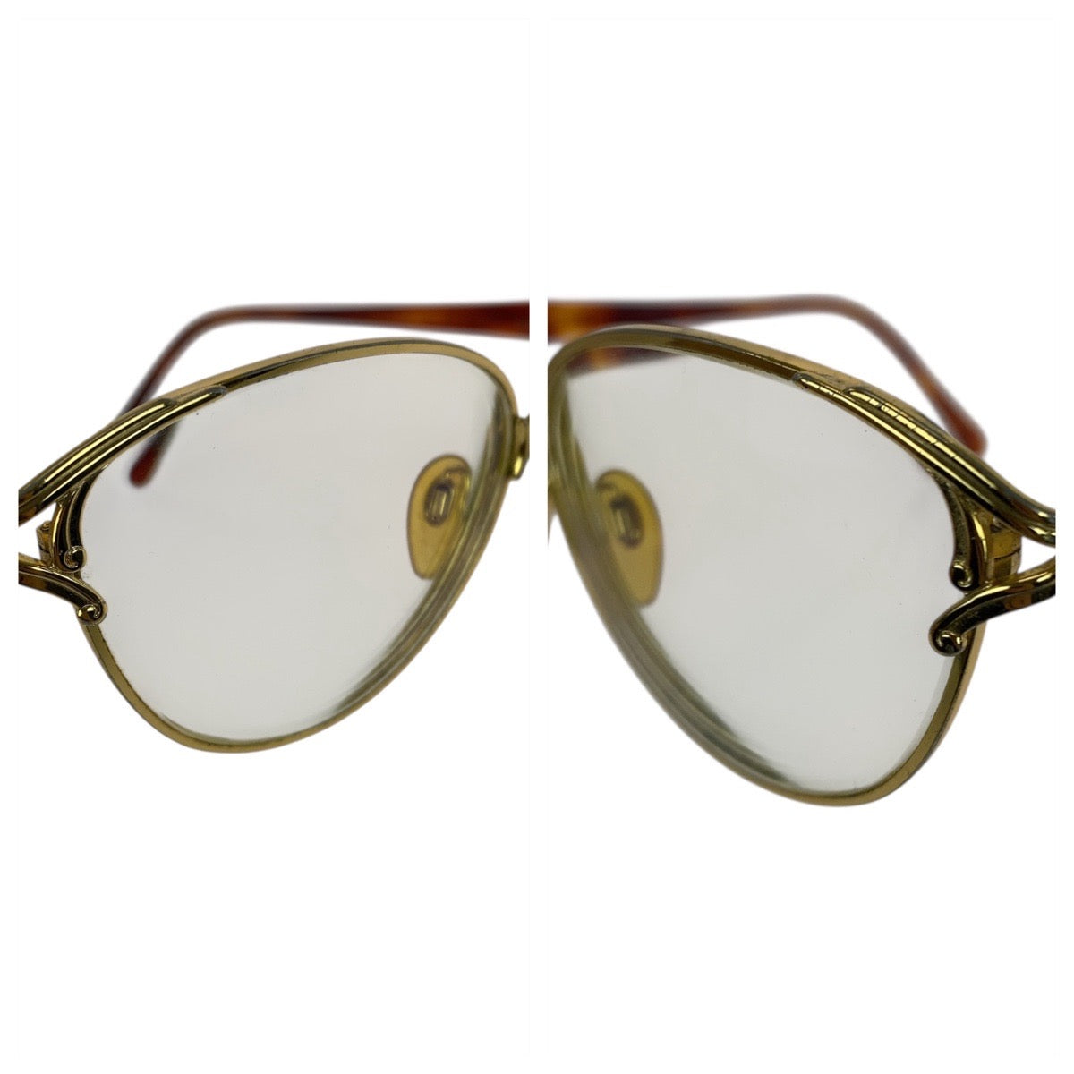 21136
VERSACE ヴェルサーチ ヴィンテージ ゴールド ブラウン プラスチック / メタル COL 19L サングラス 男女兼用 フォックス レディース AB12