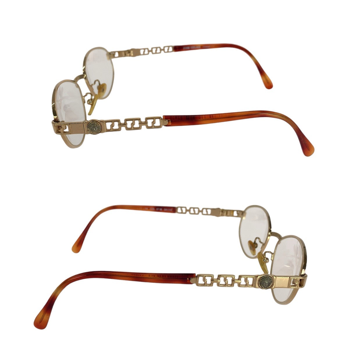 21137
VERSACE ヴェルサーチ ゴールド ブラウン メタル / プラスチック COL 07M 54□18 メガネ メガネフレーム 男女兼用 レディース AB12