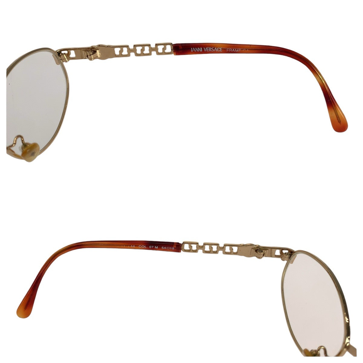 21137
VERSACE ヴェルサーチ ゴールド ブラウン メタル / プラスチック COL 07M 54□18 メガネ メガネフレーム 男女兼用 レディース AB12