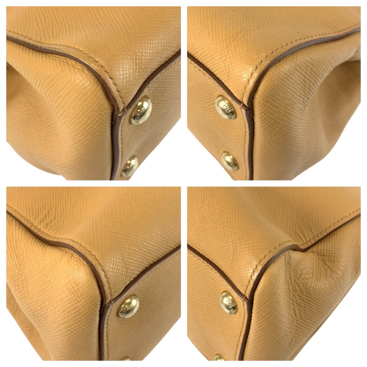 21138
PRADA プラダ サフィアーノ ベージュ ゴールド金具 レザー ハンドバッグ ショルダーバッグ 2way レディース ABP68