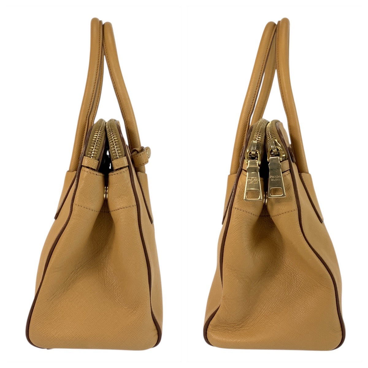 21138
PRADA プラダ サフィアーノ ベージュ ゴールド金具 レザー ハンドバッグ ショルダーバッグ 2way レディース ABP68